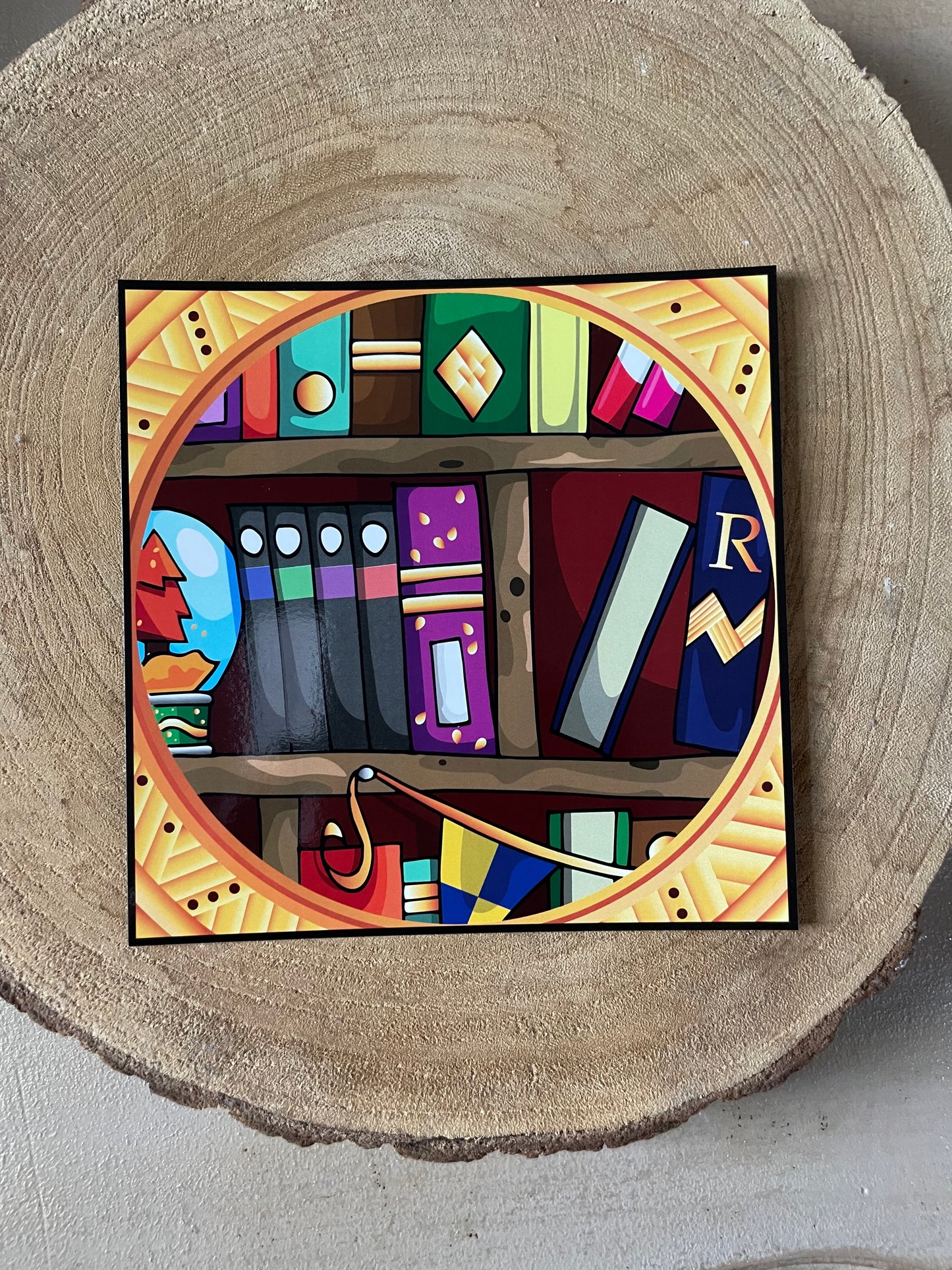 Carte/illustration "dans la bibliothèque"