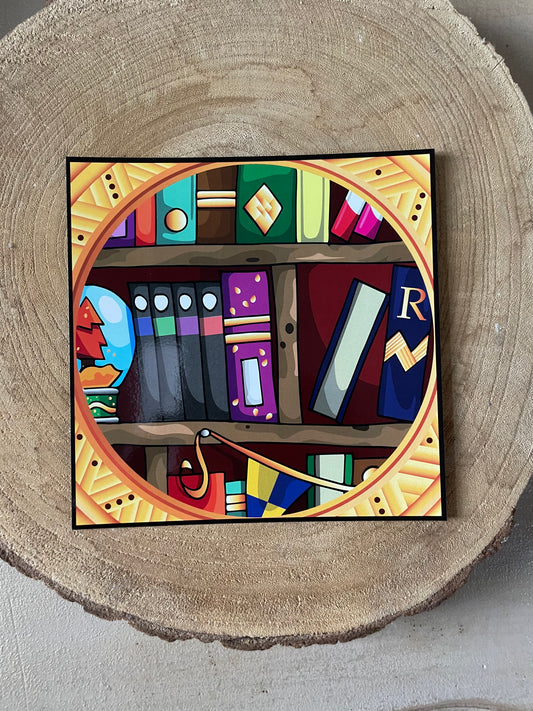 Carte/illustration "dans la bibliothèque"